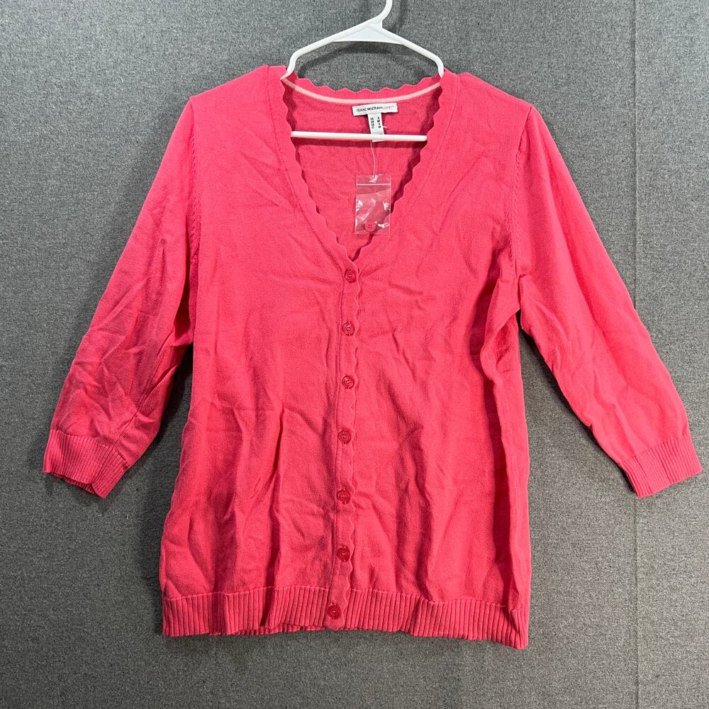 Isaac Mizrahi Live! 3/4 Sleeve Sweater Cardigan Strawberry Pink Size Small